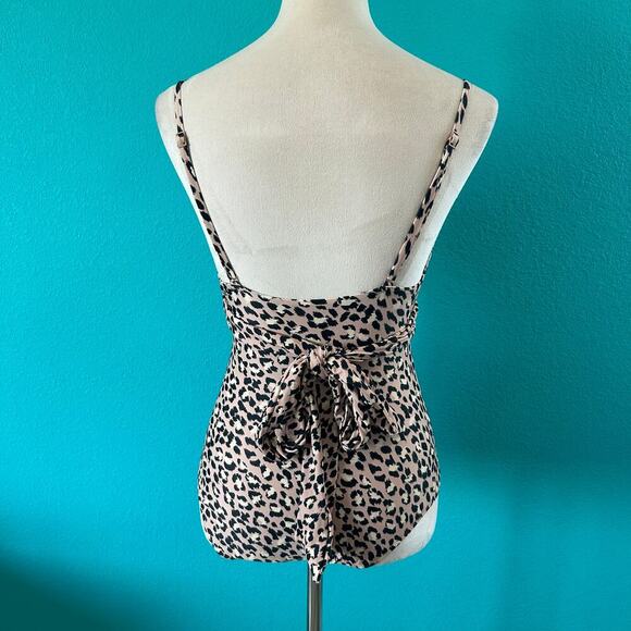NWT Aerie Leopard Print Wrap One Piece Swimsuit Spaghetti Full Coverage - Picture 5 of 7